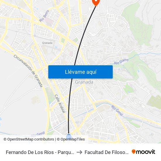 Fernando De Los Ríos - Parque Cruz De Lagos to Facultad De Filosofía Y Letras map
