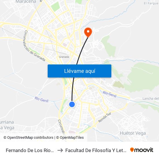 Fernando De Los Ríos 8 to Facultad De Filosofía Y Letras map