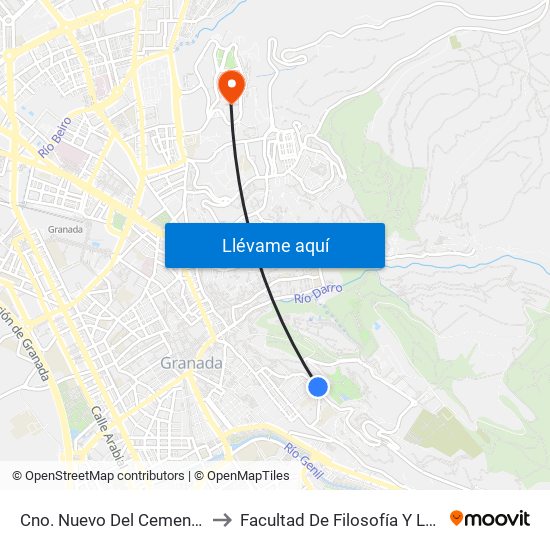 Cno. Nuevo Del Cementerio to Facultad De Filosofía Y Letras map