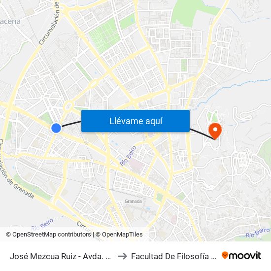 José Mezcua Ruiz - Avda. Andalucía to Facultad De Filosofía Y Letras map
