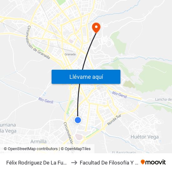 Félix Rodríguez De La Fuente 16 to Facultad De Filosofía Y Letras map