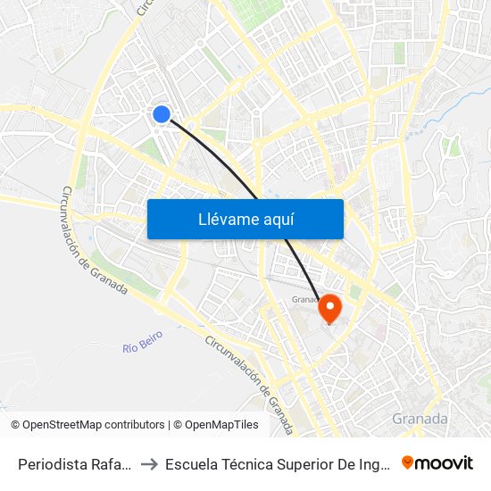 Periodista Rafael Gómez Montero 3 to Escuela Técnica Superior De Ingeniería De Caminos, Canales Y Puertos map