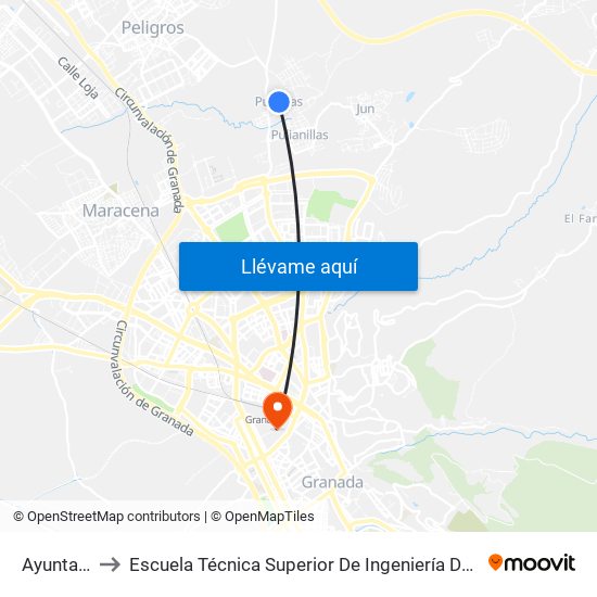 Ayuntamiento to Escuela Técnica Superior De Ingeniería De Caminos, Canales Y Puertos map