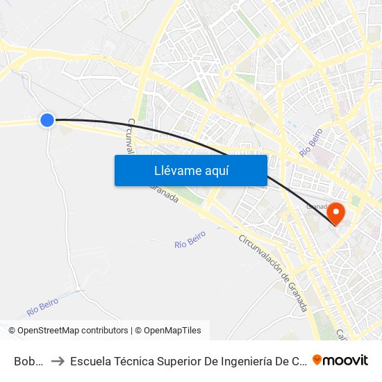 Bobadilla to Escuela Técnica Superior De Ingeniería De Caminos, Canales Y Puertos map