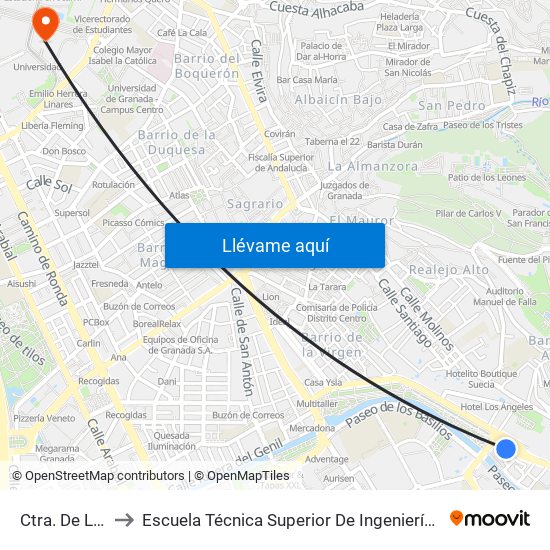 Ctra. De La Sierra 13 to Escuela Técnica Superior De Ingeniería De Caminos, Canales Y Puertos map