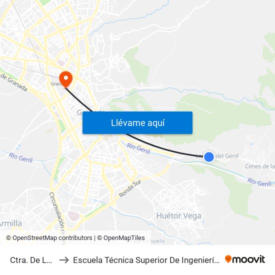 Ctra. De La Sierra 160 to Escuela Técnica Superior De Ingeniería De Caminos, Canales Y Puertos map