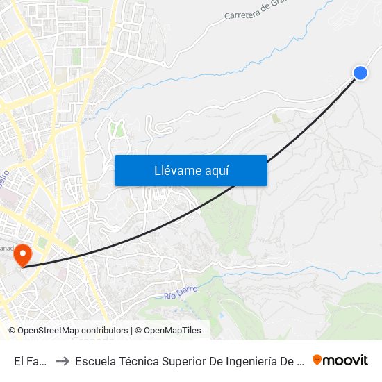 El Fargue 1 to Escuela Técnica Superior De Ingeniería De Caminos, Canales Y Puertos map