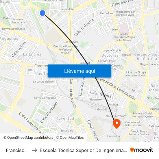 Francisco Ayala 81 to Escuela Técnica Superior De Ingeniería De Caminos, Canales Y Puertos map
