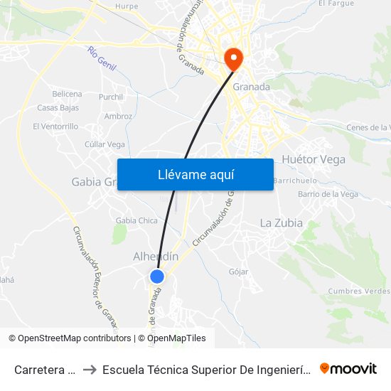 Carretera De Motril 6 to Escuela Técnica Superior De Ingeniería De Caminos, Canales Y Puertos map