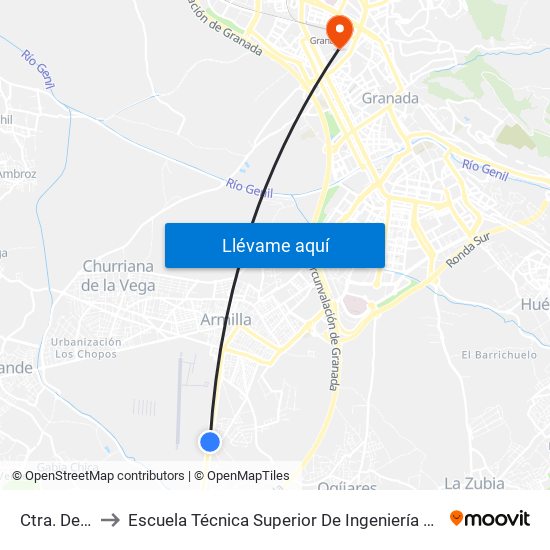 Ctra. De Motril 1 to Escuela Técnica Superior De Ingeniería De Caminos, Canales Y Puertos map