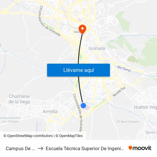 Campus De La Salud (Pts) to Escuela Técnica Superior De Ingeniería De Caminos, Canales Y Puertos map