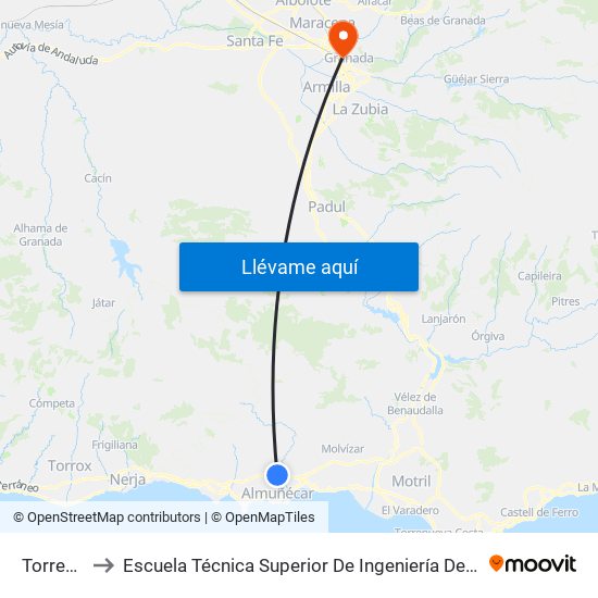 Torrecuevas to Escuela Técnica Superior De Ingeniería De Caminos, Canales Y Puertos map