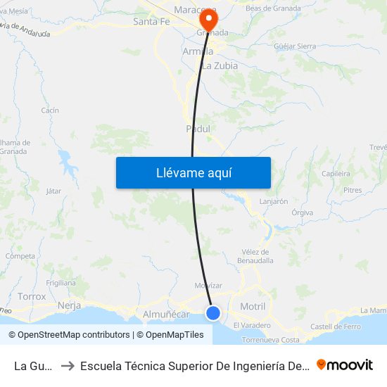 La Guardia R to Escuela Técnica Superior De Ingeniería De Caminos, Canales Y Puertos map