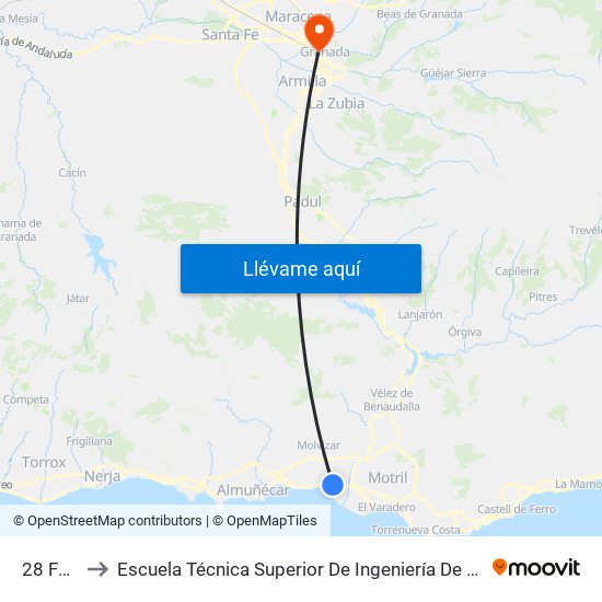 28 Febrero to Escuela Técnica Superior De Ingeniería De Caminos, Canales Y Puertos map