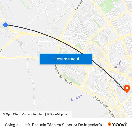 Colegio Mulhacén to Escuela Técnica Superior De Ingeniería De Caminos, Canales Y Puertos map