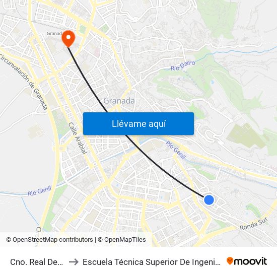 Cno. Real De Los Neveros 1 to Escuela Técnica Superior De Ingeniería De Caminos, Canales Y Puertos map