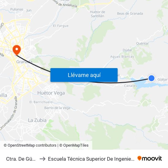 Ctra. De Güéjar Sierra 3 V to Escuela Técnica Superior De Ingeniería De Caminos, Canales Y Puertos map