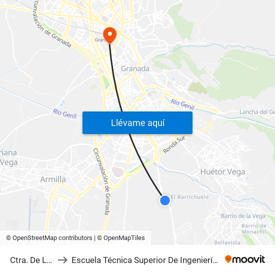 Ctra. De La Zubia 4 V to Escuela Técnica Superior De Ingeniería De Caminos, Canales Y Puertos map