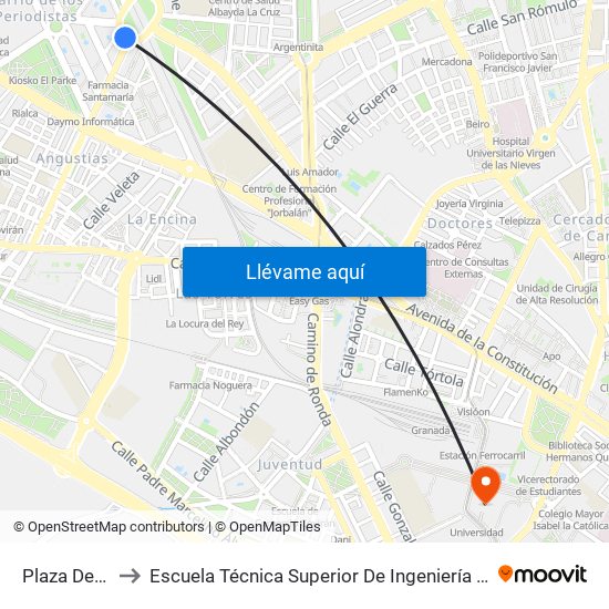 Plaza De Europa V to Escuela Técnica Superior De Ingeniería De Caminos, Canales Y Puertos map