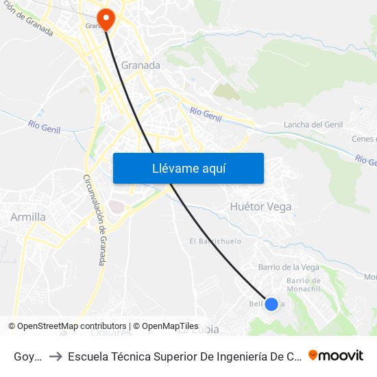 Goya 2 V to Escuela Técnica Superior De Ingeniería De Caminos, Canales Y Puertos map