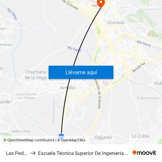 Las Pedrizas 1 V to Escuela Técnica Superior De Ingeniería De Caminos, Canales Y Puertos map