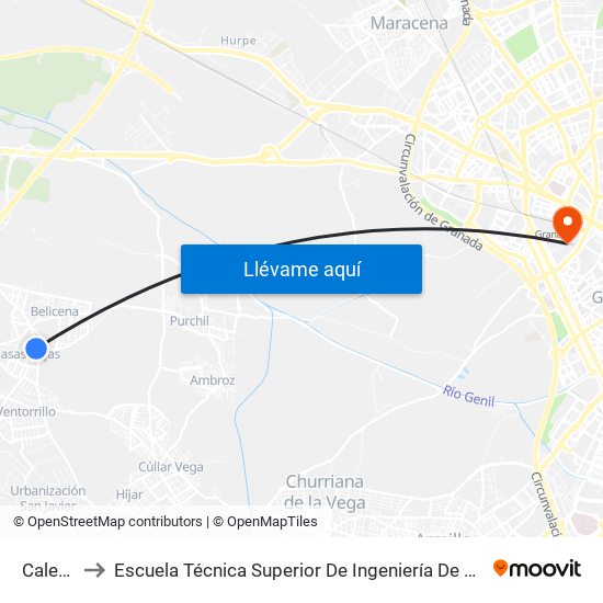 Caleta 1 V to Escuela Técnica Superior De Ingeniería De Caminos, Canales Y Puertos map