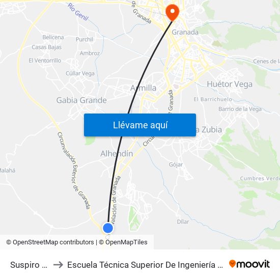 Suspiro Del Moro to Escuela Técnica Superior De Ingeniería De Caminos, Canales Y Puertos map