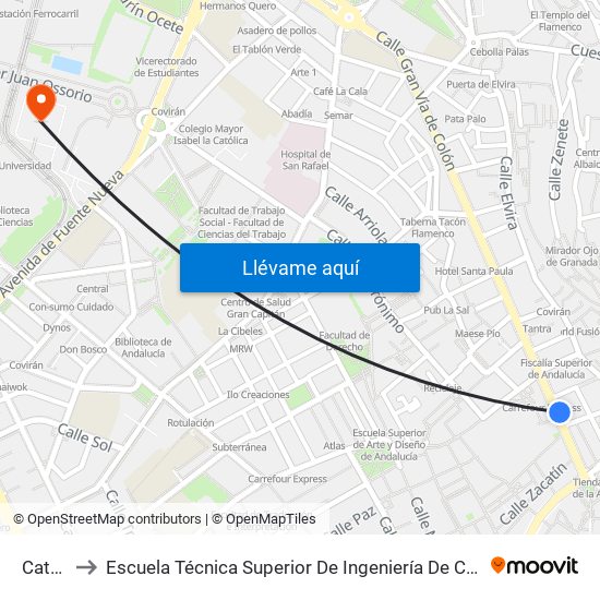 Catedral to Escuela Técnica Superior De Ingeniería De Caminos, Canales Y Puertos map