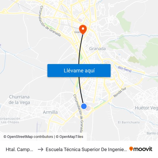 Htal. Campus De La Salud to Escuela Técnica Superior De Ingeniería De Caminos, Canales Y Puertos map