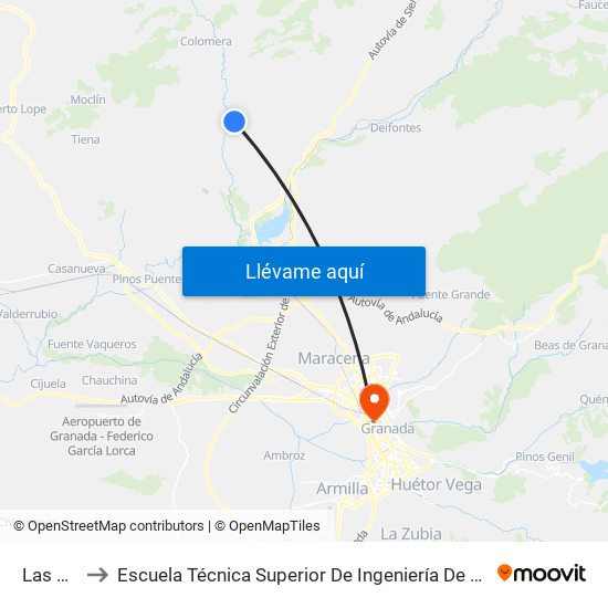 Las Torres to Escuela Técnica Superior De Ingeniería De Caminos, Canales Y Puertos map