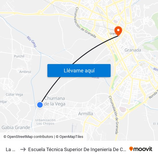 La Gloria to Escuela Técnica Superior De Ingeniería De Caminos, Canales Y Puertos map