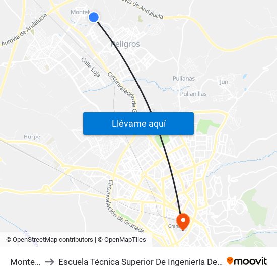 Monteluz 4 V to Escuela Técnica Superior De Ingeniería De Caminos, Canales Y Puertos map