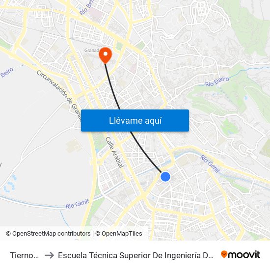 Tierno Galván to Escuela Técnica Superior De Ingeniería De Caminos, Canales Y Puertos map