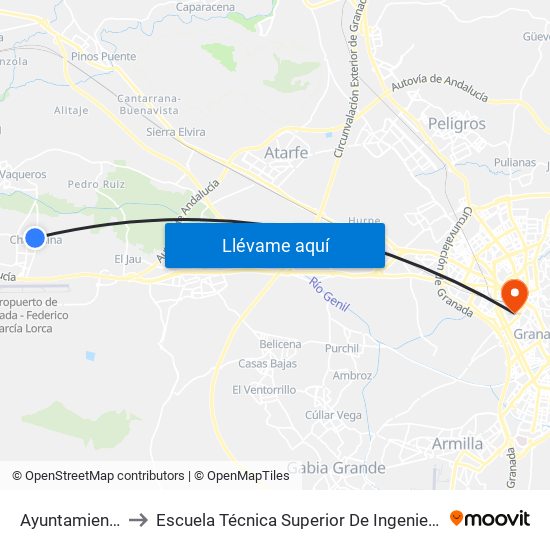 Ayuntamiento Chauchina to Escuela Técnica Superior De Ingeniería De Caminos, Canales Y Puertos map