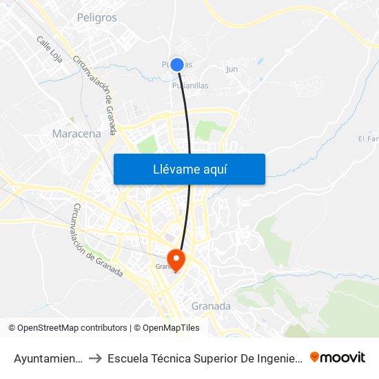 Ayuntamiento Pulianas V to Escuela Técnica Superior De Ingeniería De Caminos, Canales Y Puertos map