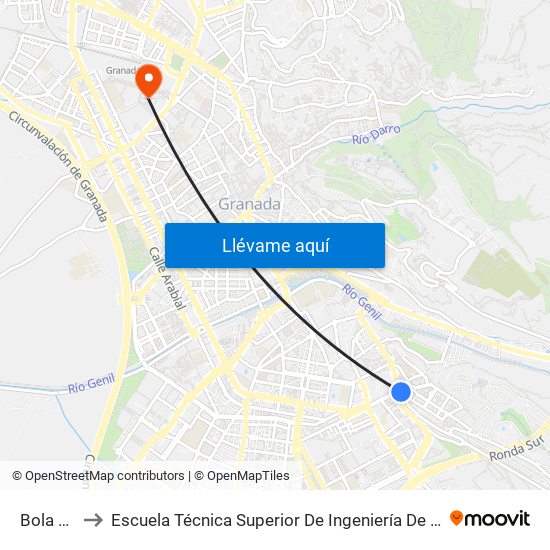 Bola De Oro to Escuela Técnica Superior De Ingeniería De Caminos, Canales Y Puertos map