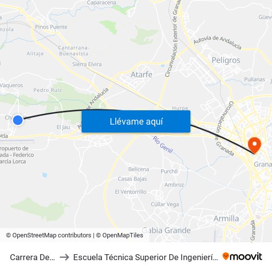 Carrera De La Virgen 3 to Escuela Técnica Superior De Ingeniería De Caminos, Canales Y Puertos map