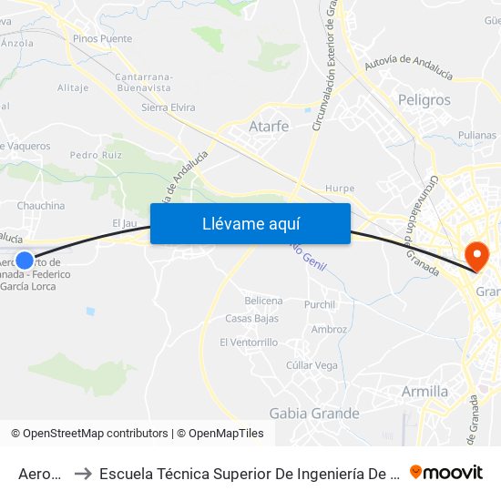 Aeropuerto to Escuela Técnica Superior De Ingeniería De Caminos, Canales Y Puertos map