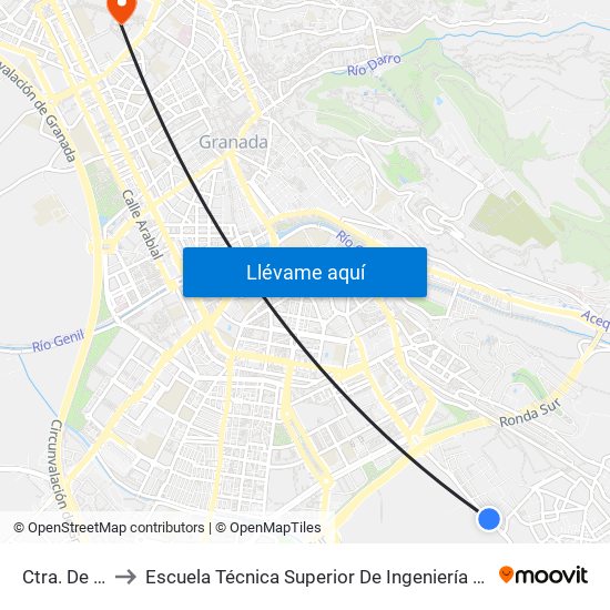 Ctra. De Huétor 2 to Escuela Técnica Superior De Ingeniería De Caminos, Canales Y Puertos map