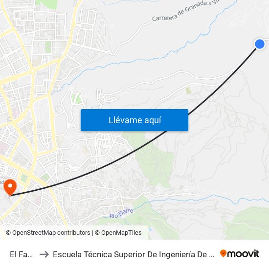 El Fargue 2 to Escuela Técnica Superior De Ingeniería De Caminos, Canales Y Puertos map