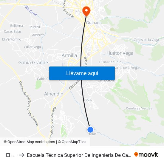 El Pilar to Escuela Técnica Superior De Ingeniería De Caminos, Canales Y Puertos map
