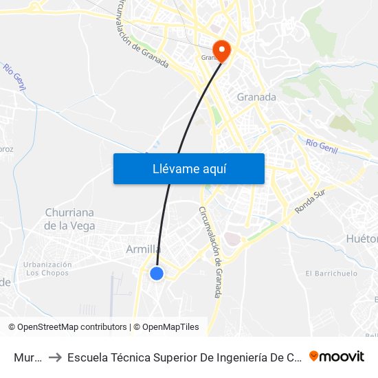 Murcia 2 to Escuela Técnica Superior De Ingeniería De Caminos, Canales Y Puertos map