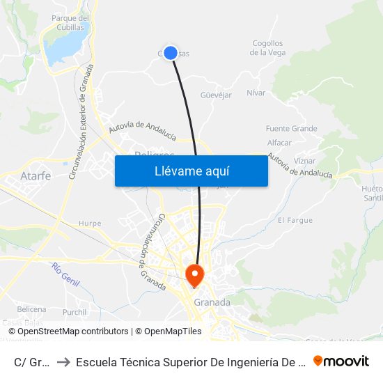 C/ Granada to Escuela Técnica Superior De Ingeniería De Caminos, Canales Y Puertos map