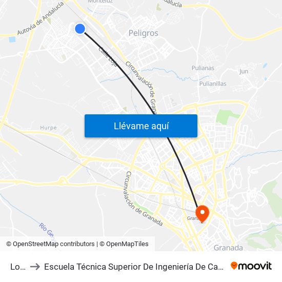 Loja 3 to Escuela Técnica Superior De Ingeniería De Caminos, Canales Y Puertos map