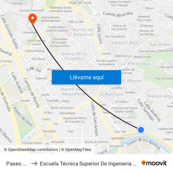 Paseo Del Salón to Escuela Técnica Superior De Ingeniería De Caminos, Canales Y Puertos map