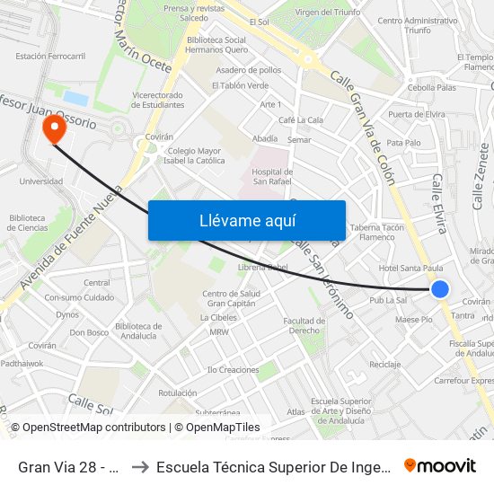 Gran Via 28 - Corazón De Jesús to Escuela Técnica Superior De Ingeniería De Caminos, Canales Y Puertos map
