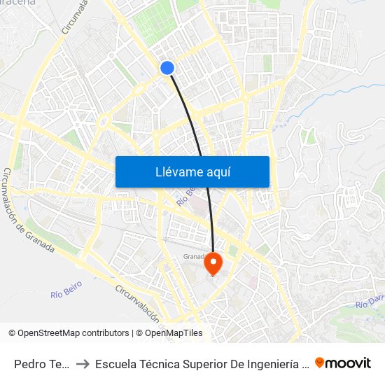 Pedro Temboury 8 to Escuela Técnica Superior De Ingeniería De Caminos, Canales Y Puertos map