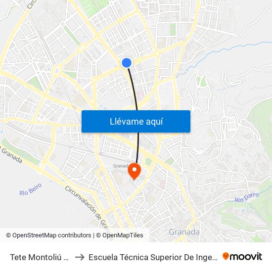 Tete Montoliú - Centro Comercial to Escuela Técnica Superior De Ingeniería De Caminos, Canales Y Puertos map