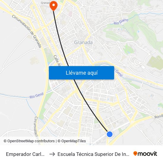 Emperador Carlos V - Palacio Deportes to Escuela Técnica Superior De Ingeniería De Caminos, Canales Y Puertos map