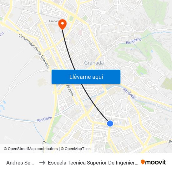Andrés Segovia - Hípica to Escuela Técnica Superior De Ingeniería De Caminos, Canales Y Puertos map